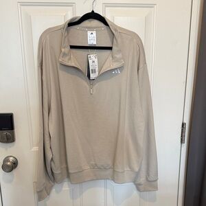 Adidas Women's Beige Quarter-Zip Sweatshirt